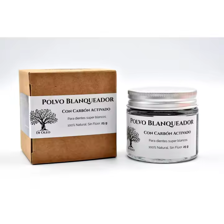Polvo Blanqueador con Carbón Activado 25gr, Di Oleo - Blanquea Dientes Naturalmente - 100% Vegetal - 1