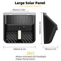 Lámpara Solar Repelente De Mosquitos Con Sensor De Movimiento Luz UV De Alta Potencia Impermeable Para Jardín Galería Patio Iluminación Repelente De Insectos - details 1