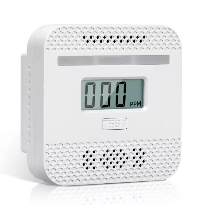 Detector de monóxido de Carbono intelente con pantalla LCD, EN 50291, con boton de Prueba e indicador LED de Estado (Mini, 1 Unidad) - 1