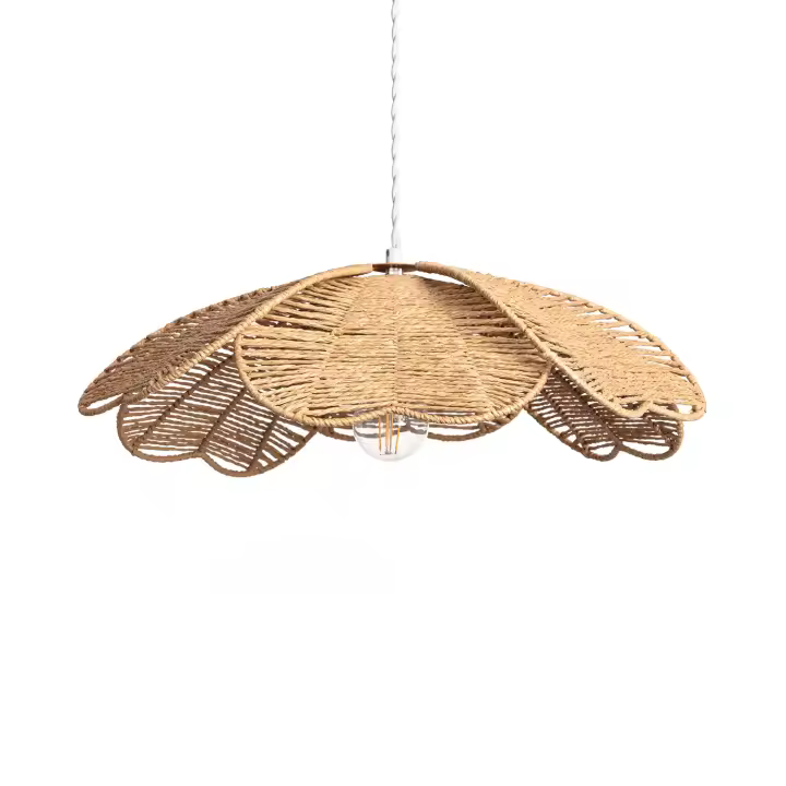 LEDKIA LIGHTING - Lámpara Colgante de Cuerda Giay | Diseño Floral Natural | Compatible con Bombilla E27 | Para Salones y Dormitorios | Dimensiones Compactas, Blanco, Cuerda - 1