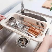 Rack De Cocina Retráctil Y Engrosado Para Fregadero Almacenamiento De Verduras Y Cucharas Plástico Resistente Para El Hogar - details 5