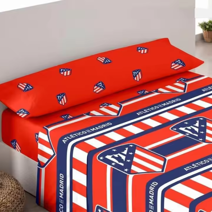 Juego de sábanas Atlético de Madrid 3 Piezas sábana, bajera y funda de almohada para cama 105cm producto oficial 105SBATM69008 - 1