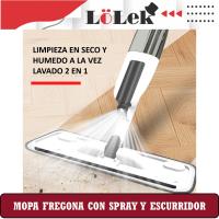 LoLek Fregona Mopa con Pulverizador de Agua para Hogar, 2 repuestos extras incluidos, Limpieza en Seco y Húmedo  Capacidad de 580ml  No Eléctrica  Altura 1.25mt  Color Gris - details 0