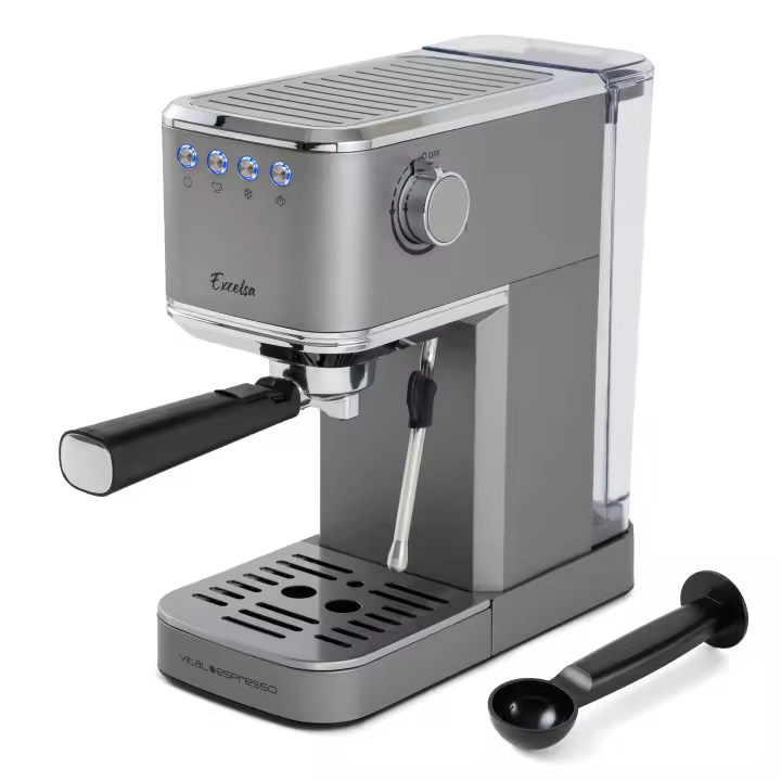 Cafetera Express de 1350w con molinillo para café en grano, 20 bar, con vaporizador orientable y panel intuitivo - Vital Espresso Excelsa - Función para café frío - 1