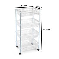 Carro verdulero modelo PLFT con ruedas 4 cestas 85 x 40 x 30 cm , Carrito portaobjetos estantes multiusos para organizar los espacios domésticos, organizador de cocina y hogar - details 2