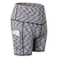Pantalones cortos de Yoga de cintura alta para mujer, pantalones cortos ajustados de secado rápido elásticos para Fitness, pantalones cortos de longitud 3/4 con bolsillos, ropa deportiva - details 8