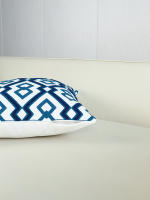 Funda De Cojín Azul Con Bordado Geométrico 1pc Decoración Para Sofa Oficina Dormitorio Estilo Cuadrado Material Poliéster 100% - details 2