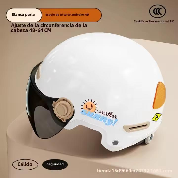 Casco De Motocicleta Eléctrico Con Protección De Orejas Certificado Dot Seguridad Universal Para Todas Las Estaciones Medio Para Adultos Estilo Medio Con Orejas De Gato - 1