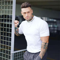 Camiseta De Algodón Para Hombre 2024 Estilo Casual Manga Corta Fitness Bodybuilding Camiseta De Entrenamiento Verano - details 14