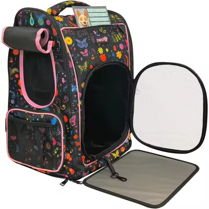 nestQ Mochila Transportin Mascotas para Perros Y Gatos Pequeños y Medianos, Maximo 5kg, Gatos Grandes, Plegable Y Resistente, Ideal para Viajes, Paseos Y Aventuras - 1