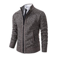 Chaqueta De Cuello Alto Para Hombres Invierno Fleece Cashmere Cardigan Zip up Smart Casual Outerwear Con Bolsillos Técnica De Tejido Por Computadora - details 4