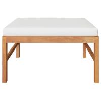 vidaXL Reposapiés con cojín madera maciza de teca Crema, Gris oscuro, Conjunto Terraza Muebles Jardín Exterior Juego de Muebles de jardín Mueble Jardín Exterior Muebles de Salon Exterior - details 0
