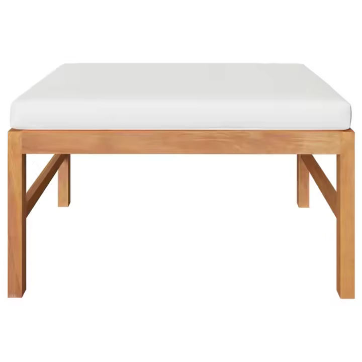 vidaXL Reposapiés con cojín madera maciza de teca Crema, Gris oscuro, Conjunto Terraza Muebles Jardín Exterior Juego de Muebles de jardín Mueble Jardín Exterior Muebles de Salon Exterior - 1