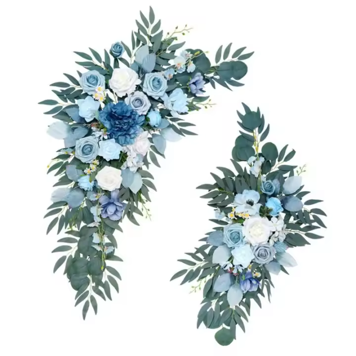 2 piezas de flores artificiales en arco de encaje para boda decoración de mesa para sala de estar y ceremonias decoración de fondo de boda - 1