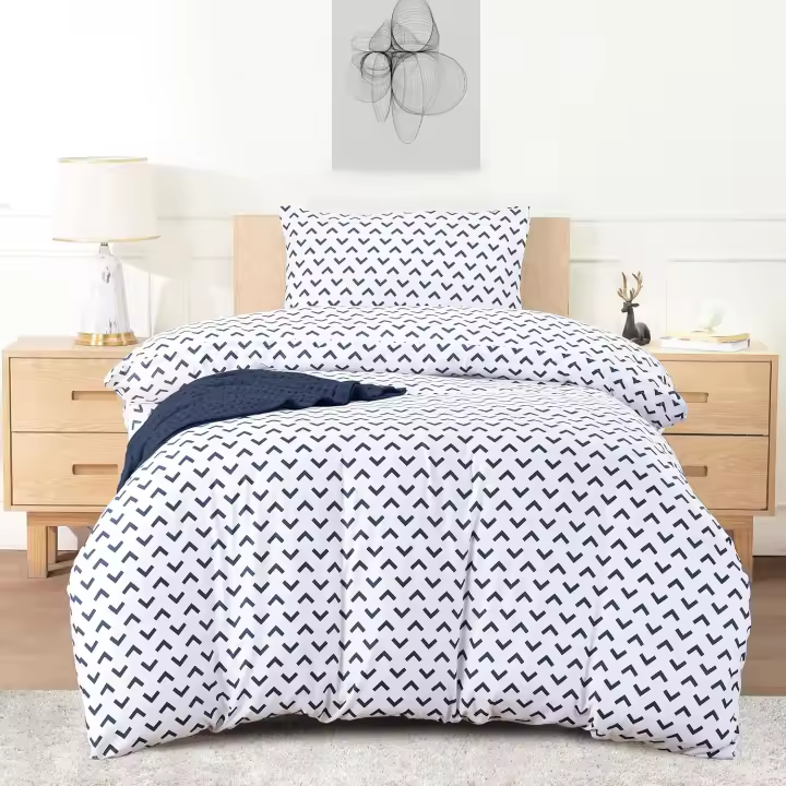 Utopia Bedding Super King Striped Navy Print Duvet Cover Set - Soft Microfibre Polyester - Bedding Quilt Cover Set - 1