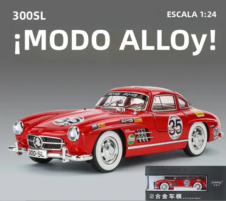 Modelo De Coche Clásico 300SL 1:24 En Aleación Con Sonido Y Luz Regalo Para Niños Decoración De Vehículos Juguete Diecast De 35# - 1