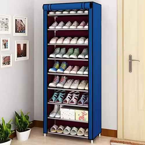 Euroxanty Zapatero 10 Niveles 27 Pares - Organizador de Zapatos con Cubierta - Armario Torre para Zapatos - 1