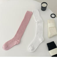 Medias Largas Para Mujer Estilo Coreano Preppy De Primavera Verano Medias Almohadilladas Sencillas a Rayas Casuales De Coton Y Poliéster Con Spandex - details 10