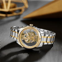 Reloj De Negocios Para Hombre Reloj De Moda Resistente Al Agua 30M Acero Inoxidable Con Esqueleto Hueco Y Diamantes Cuarzo Reloj A4281 - details 5