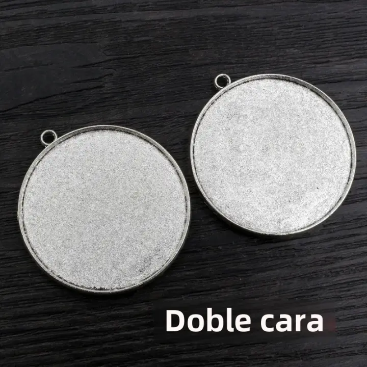5pcs Cabochón Base De Pendiente Doble Lado Tamaño Interno 40mm Color Bronce Y Plata Antigua Para Fabricación De Joyas DIY - 1