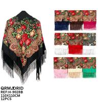 Chal Mujer Vintage Floral – Mantón Etnico de Poliéster con Flecos, Cálido y Ligero 120g/m², Ideal para Otoño Invierno – Accesorio Casual y Elegante para Mujer - details 0