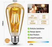 Juego de 6 Bombillas Incandescent LED Edison Vintage E27, 4 W, Bombilla retro ideal para iluminación nostálgica y retro, Blanco Azul - details 1