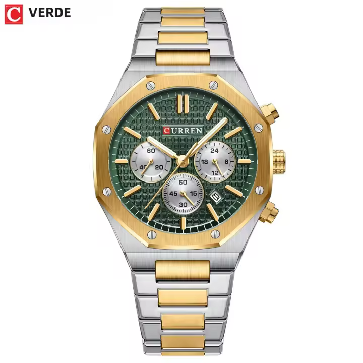 Reloj De Pulsera Curren 8440 Para Hombre Estilo Militar Y Negocios Cronógrafo De 6 Manos Calidad De Lujo Resistente Al Agua Acero Inoxidable Cristal De Zafiro - 1