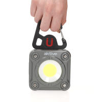 Aktive - Foco LED portátil 1000 lm, luz potente con alcance 30 m, 3 niveles intensidad, batería recargable USB con 2-4,5 h de autonomía, base magnética y clip giratorio, compacto 8x8x4 cm, resistente a salpicaduras IP44, ideal para camping y emergencias - details 6