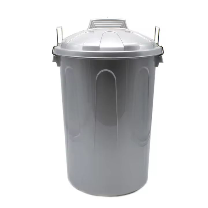 CABLEPELADO Cubo de Basura con tapa, Cubo basura Industrial, Cubo basura Plástico con asas metálicas, Contenedor residuos, 78 cm alto x 48.5 cm Diámetro superior, Capacidad 100 Litros, Gris - 1