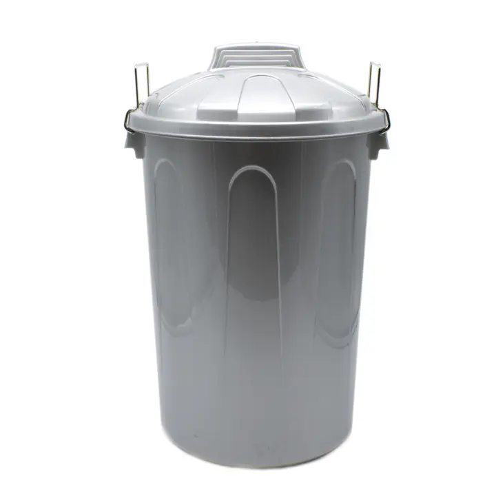 CABLEPELADO Cubo de Basura con tapa, Cubo basura Industrial, Cubo basura Plástico con asas metálicas, Contenedor residuos, 78 cm alto x 48.5 cm Diámetro superior, Capacidad 100 Litros, Gris - 1