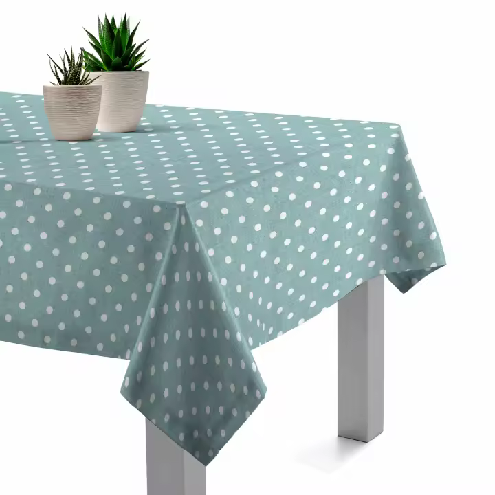 Mantel Resinado Antimanchas Dot Azul 140x140, 140x200, 140x250, Impermeable, Fácil de limpiar, Comedor, Cocina PADUANA - 1