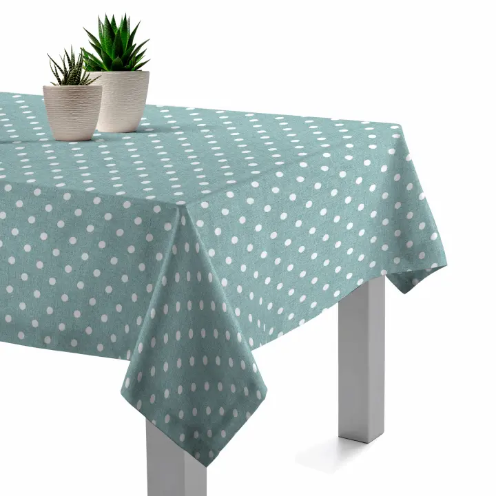 Mantel Resinado Antimanchas Dot Azul 140x140, 140x200, 140x250, Impermeable, Fácil de limpiar, Comedor, Cocina PADUANA - 1