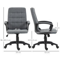 Vinsetto Silla de Oficina Silla de Escritorio Giratorio con Altura Ajustable y Reposabrazos Estilo Moderno Carga 120 kg para Estudio 59x63x96-105,5 cm Gris Oscuro - details 2