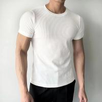 Camiseta De Verano Para Hombre Con Cuello Redondo Y Mangas Cortas Estampado De Rayas Verticales En Blanco Y Negro Ropa Casual Diaria - details 1