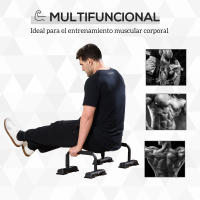 HOMCOM Mangos para Flexiones Juego de 2 Mangos para Flexiones Antideslizantes Barras para Flexiones Parallettes Flexiones para Entrenamiento Muscular y Entrenamiento de Fuerza Acero - details 3