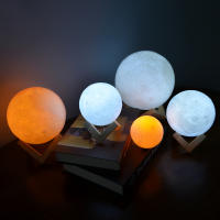 Lámpara De Luna Recargable 15cm 3D Impresión Luz De Noche LED Con Interruptor Táctil Decoración Para Dormitorio Colorido - details 9