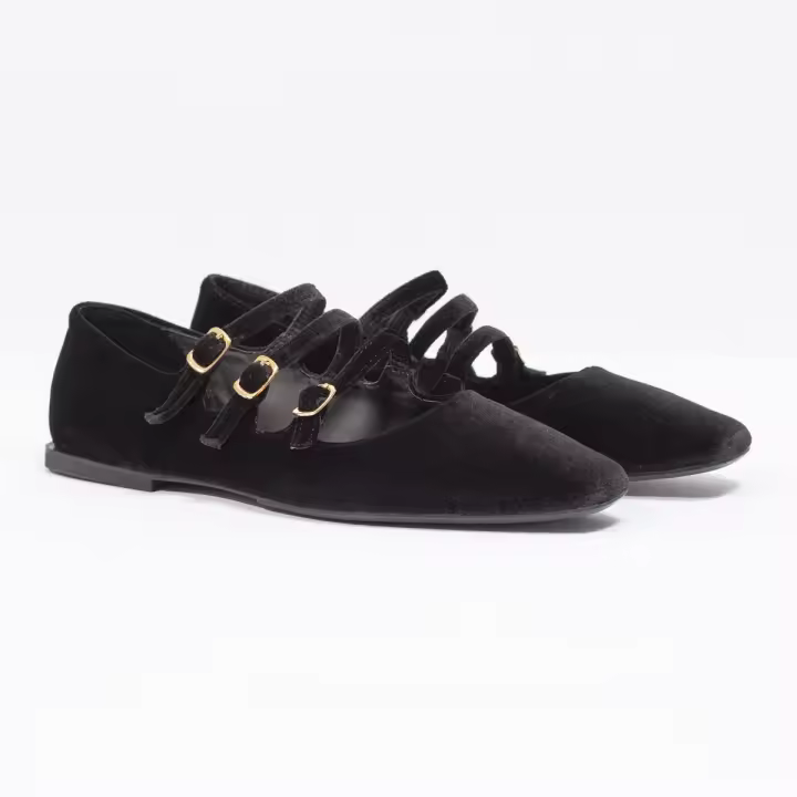 Bailarina Velvet 3 Hebillas 24676 Negro - 1
