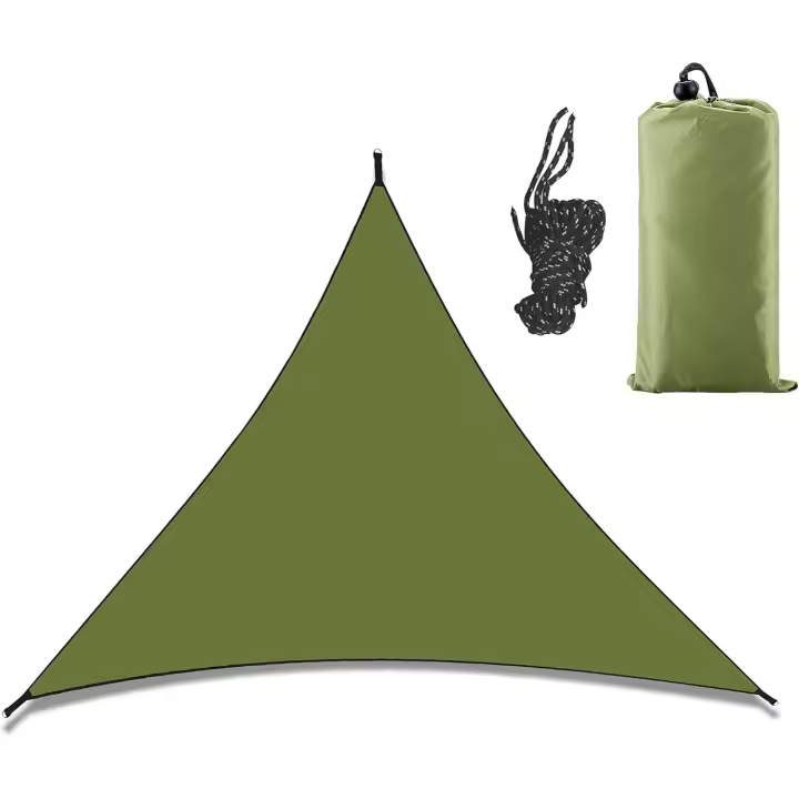 Toldo triangular impermeable de 3 x 3 x 3 m, transpirable, protector solar, resistente al viento, con protección UV, para jardín, patio, balcón y exterior (verde) - 1