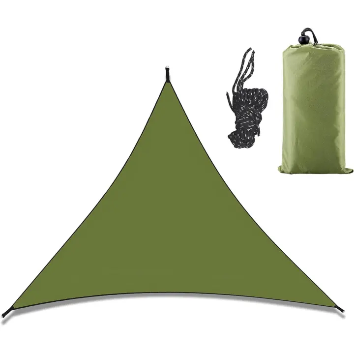 Toldo triangular impermeable de 3 x 3 x 3 m, transpirable, protector solar, resistente al viento, con protección UV, para jardín, patio, balcón y exterior (verde) - 1