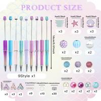 Set De 9 Piezas De Lápices De Punto De Bola DIY Con Tema De Sirena Submarina Azul Y Morado Gradient Akbar Cuentas Colgante Cola De Pez Para Oficina Y Estudio - details 1
