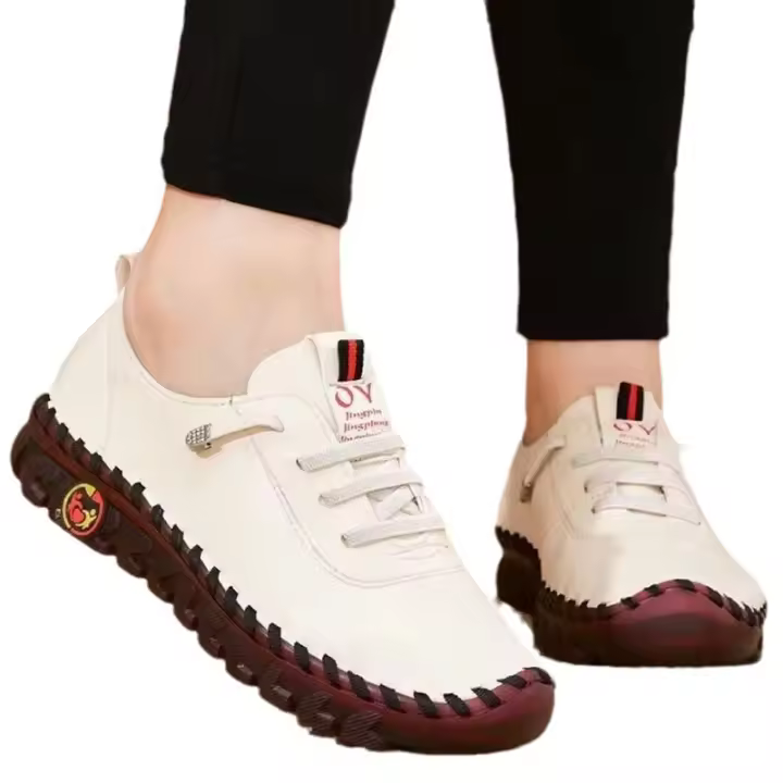 Zapatillas De Mujer En Cuero Casual Vulcánicas Zapatos Planos Confortables Slip on Zapatillas De Mujer Para Comodidad Y Estilo - 1
