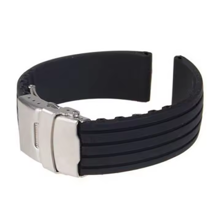Moda impermeable a rayas de silicona correa de reloj de hebilla de despliegue - 1
