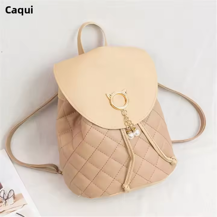 Mochila Mini De Mujer Moda PU Cuero Pequeña Con Cordón Estilo Casual Para Estudiantes Bolsa De Libros Colorido Dibujos Animados - 1