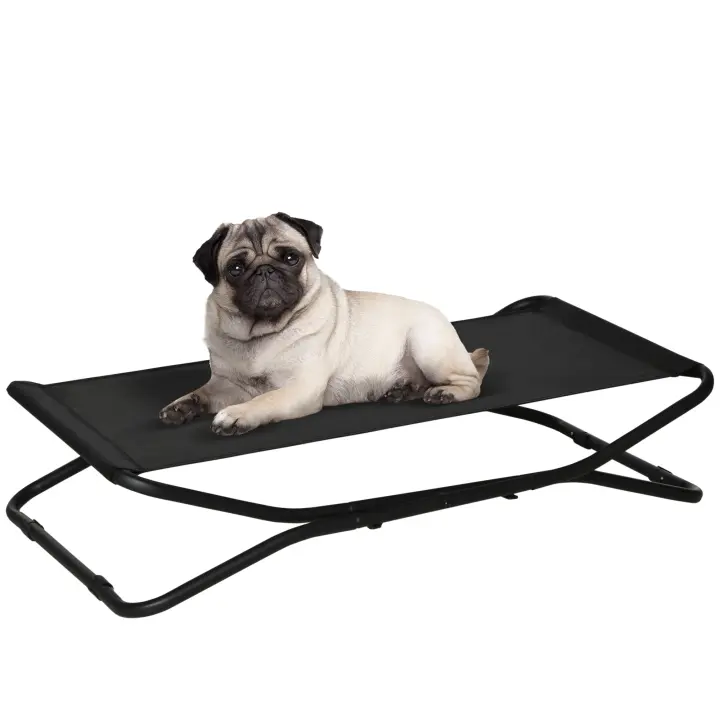 PawHut Cama Elevada para Perros Plegable Cama para Mascotas Pequeños Medianos con Tela de Malla Transpirable Marco de Acero para Interior Exterior 111x65,5x19 cm Negro - 1