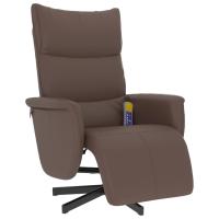 vidaXL Sillón reclinable de masaje con reposapiés cuero sintético Marrón, Gris, Capuchino Sillon Dormitorio Sillon Comodos Silla Relax Sillón Sofá - details 2