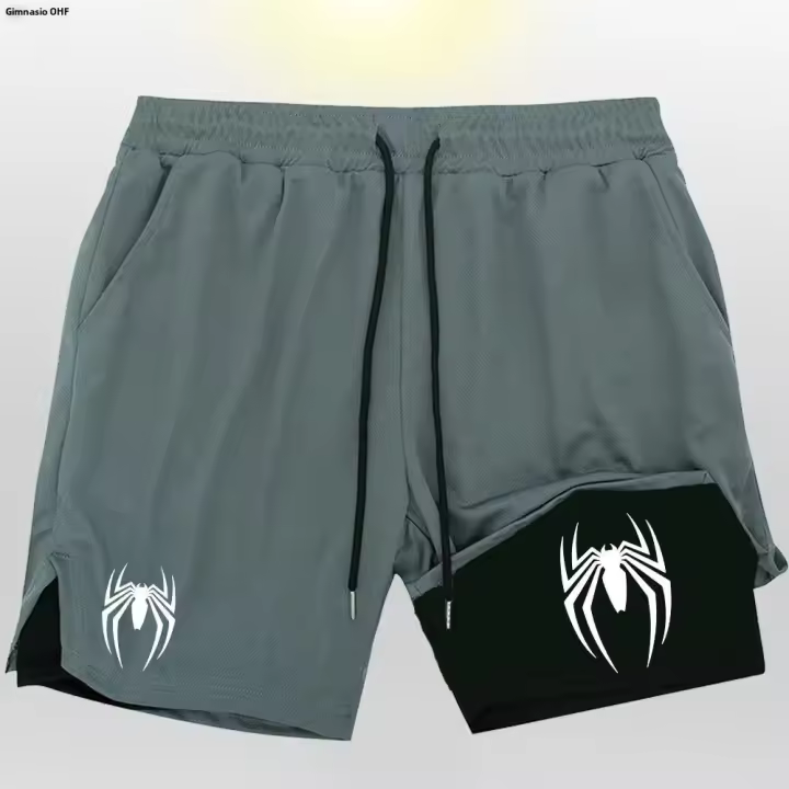 Shorts Deportivos Spider Para Hombre 2 En 1 Running Y Gimnasio Entrenamiento Verano Bottoms De Playa Material SPANDEX Lycra Polyester - 1