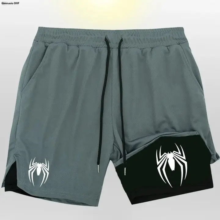 Shorts Deportivos Spider Para Hombre 2 En 1 Running Y Gimnasio Entrenamiento Verano Bottoms De Playa Material SPANDEX Lycra Polyester - 1