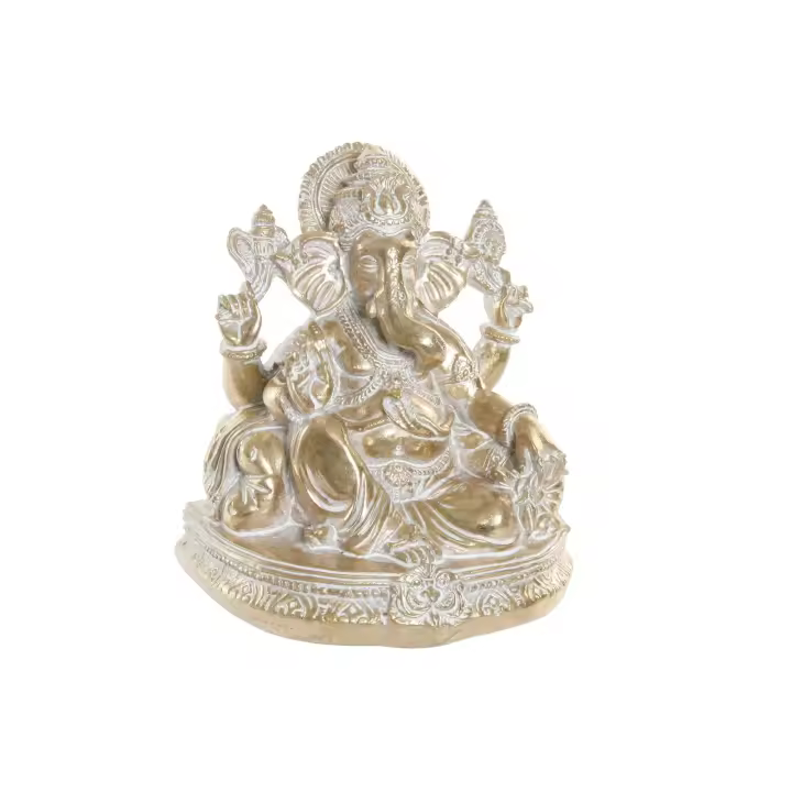 DRW Figura ganesha de resina dorada 14X11,5X16 CM - 1