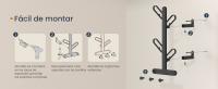 SONGMICS HOME Perchero de Pared, Colgador de Pared en Forma de Rama, con 7 Ganchos, Bloques Esféricos, para Ropa, Sombreros, Bolsos, Negro Tinta/Blanco Perla - details 1