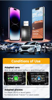 Adaptador Inalámbrico 2en1 HEYINCAR Para Android Auto Y CarPlay 2.4G & 5.8Ghz WiFi BT Conexión Automática BT Para Coches Con Cable - details 12